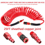 25FT Recoil Air Compressor Hose 300 PSI with Coupler & I/M Plug Air Compressor Hose Richie's Red