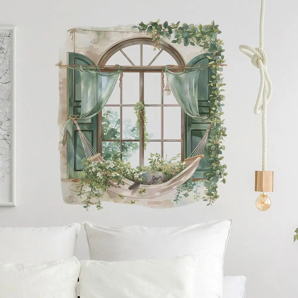 Multicolor Floral Window View Wall Sticker Self-Adhesive PVC Decal Wall Sticker Decal Richie's