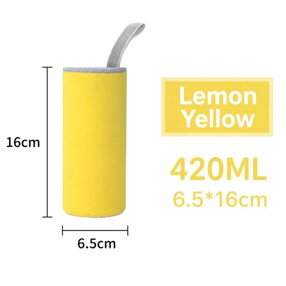Neoprene Water Bottle Sleeve with Handle – 420/550ml Bottle Sleeve Richie's Lemon Yellow 420ml
