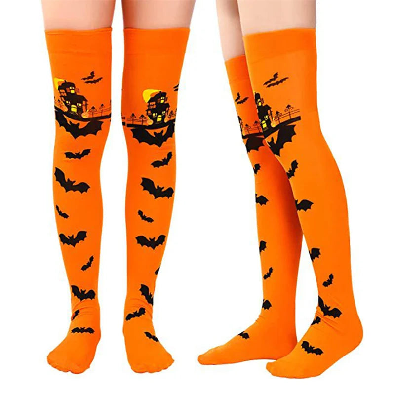 Halloween Spider Web Blood Print Over-Knee Cosplay Stockings Halloween Costume Stockings Richie's