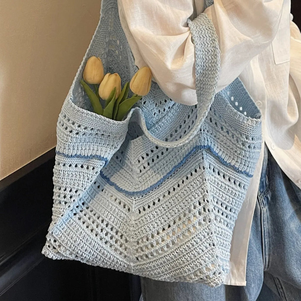 Crochet Tote Bag – Hollow Knit Women's Shoulder Handbag Crochet Tote Bag Richie's