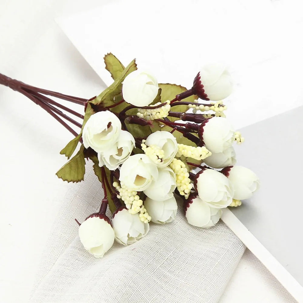 Silk Mini Rose Artificial Flower Stems 17.72in – Pearl Decorated Artificial Flower Stems Richie's