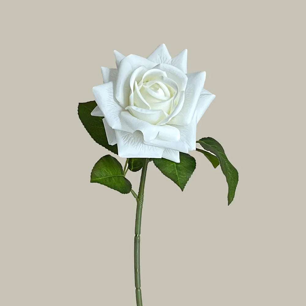 Multicolor Artificial Rose Single Stem – Real Touch Faux Flower Artificial Flower Richie's White