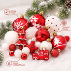 42-Piece Christmas Ball Ornaments Set – Red & White Christmas Ornament Set Richie's