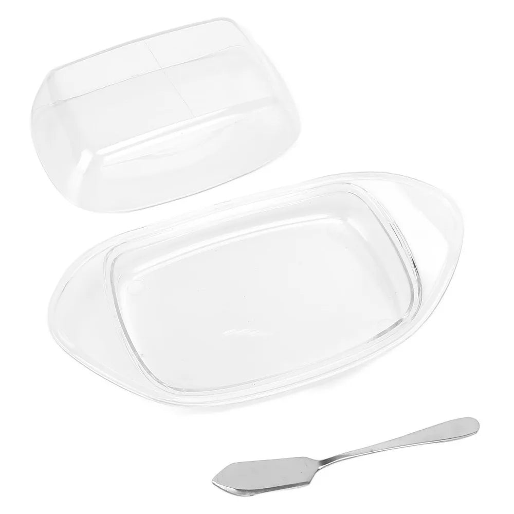Boat-Shaped Butter Box with Lid & Stainless Steel Spreader Butter Storage Box Richie's White