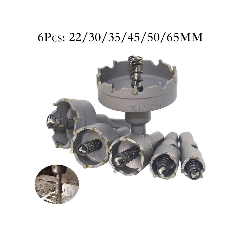Tungsten Carbide Hole Saw Set 22–65mm | 5 & 6 Piece Metal Kit Hole Saw Set Richie's 6Pcs