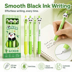 Kawaii Panda Retractable Gel Pen Set 4Pcs – 0.5mm Black Ink Gel Pen Set Richie's