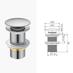 Stainless Steel Basin Drain with Pop-Up Press Stopper Basin Drain Stopper Richie's Silver non-porous