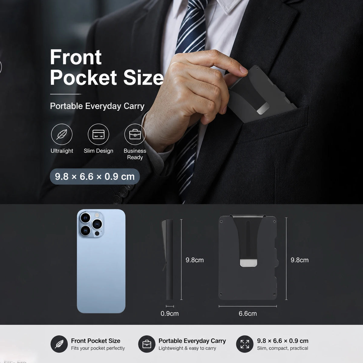 Zeeker RFID Blocking Aluminum Card Holder & Money Clip Wallet Card Holder Wallet Richie's