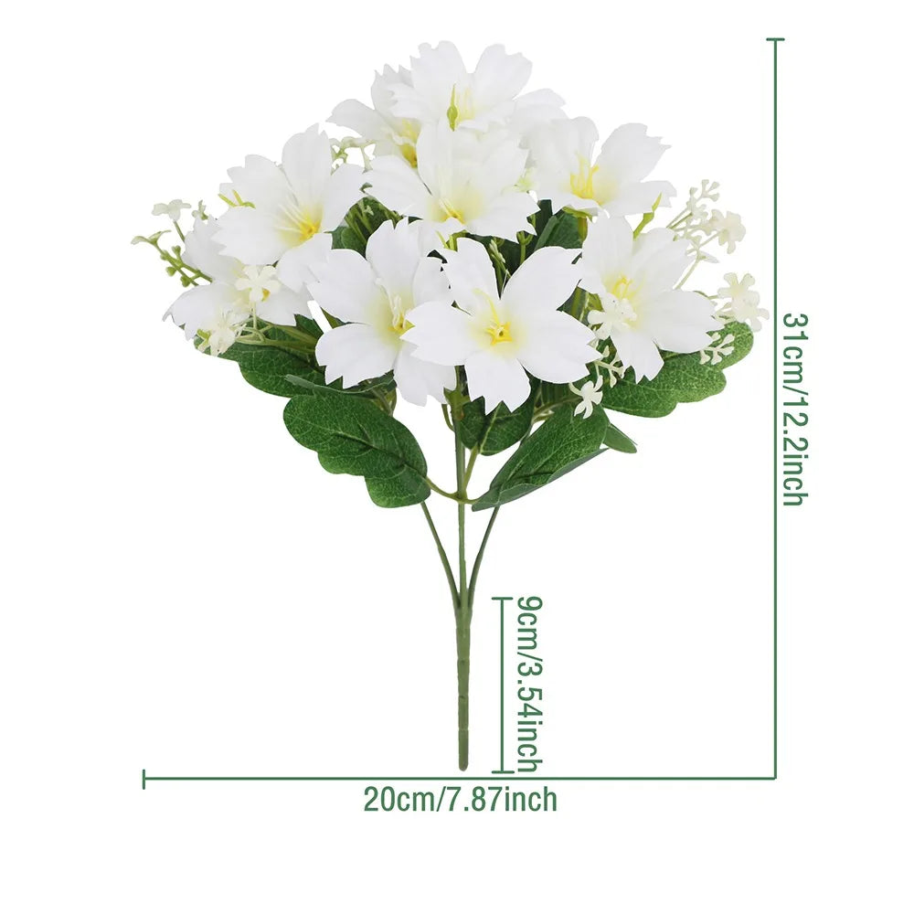 UV Resistant Artificial Trumpet Flower Bouquet | Home Decor Artificial Flower Bouquet Richie's White