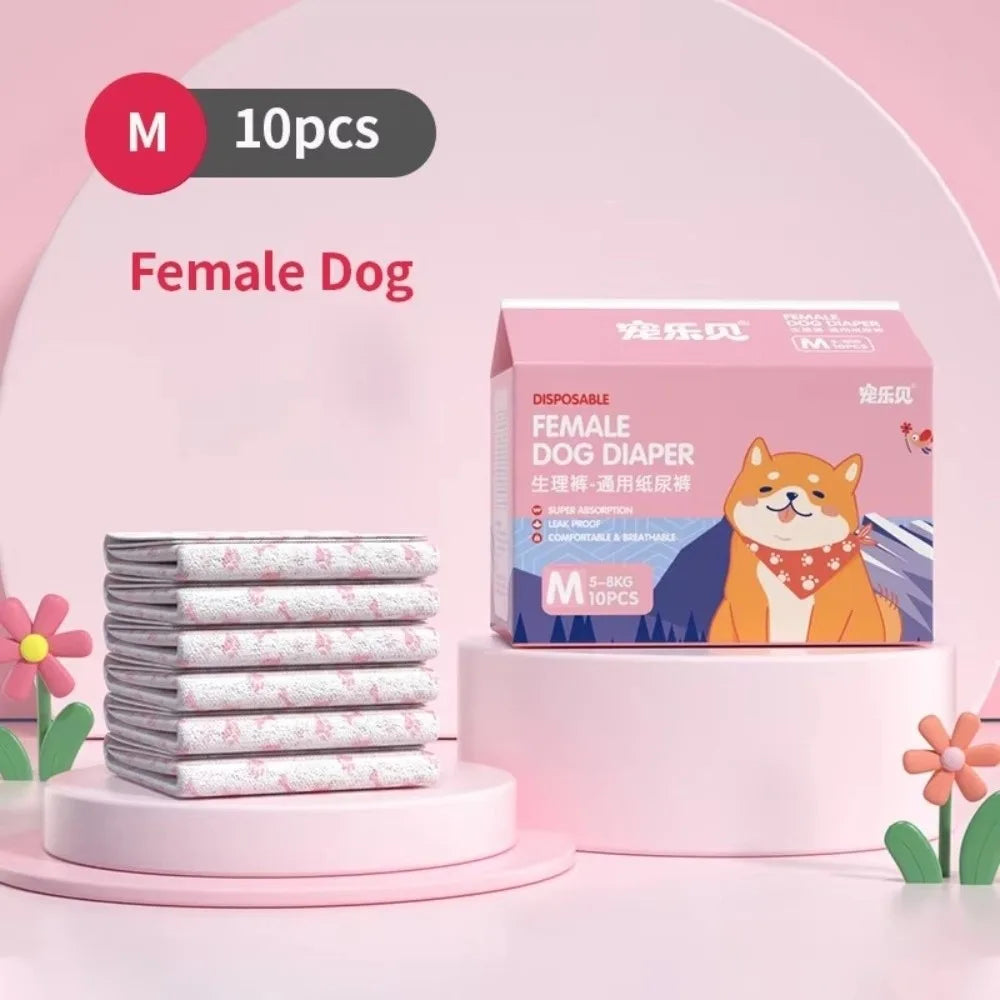 Disposable Dog Diapers Male & Female – 10 Pack Super Absorbent Dog Diapers Richie's Female M