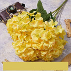 5-Head Artificial Hydrangea Silk Fake Flowers for Wedding & Decor Artificial Flowers Richie's Yellow