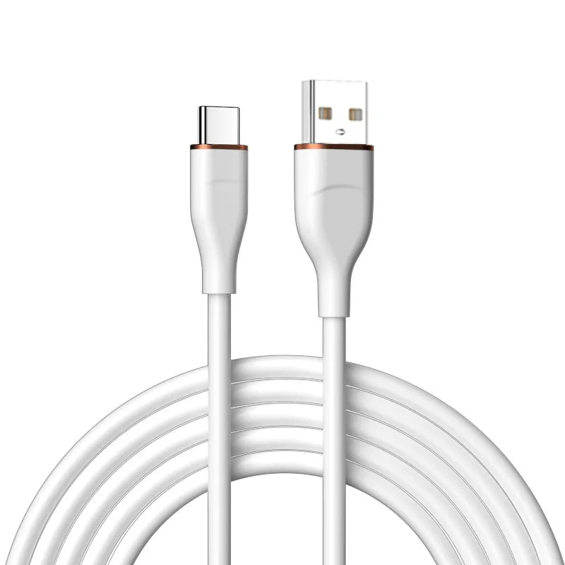 Soft Silicone USB-A to Type-C Fast Charging Cable | 66W USB Charging Cable Richie's White 2m