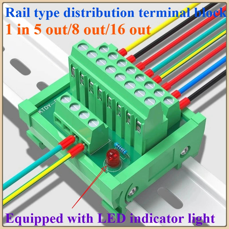 Guide Rail Terminal Block 1 In 5/8/16 Out Power Distribution Box Terminal Block Richie's