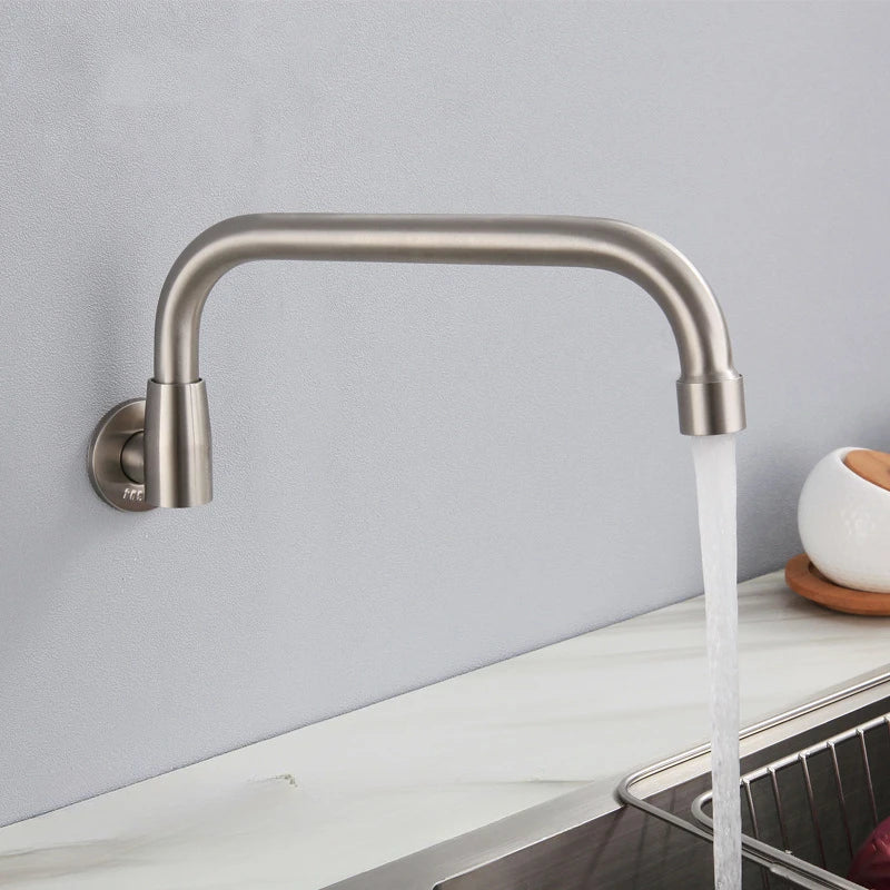 SUS304 Stainless Steel Wall Mount Kitchen Faucet – Swivel Spout Kitchen Faucet Richie's