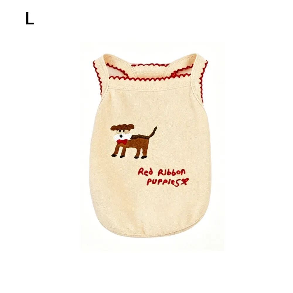 Cartoon Print Dog Vest – Breathable Pet Pullover S/M/L Pet Dog Vest Richie's Beige L