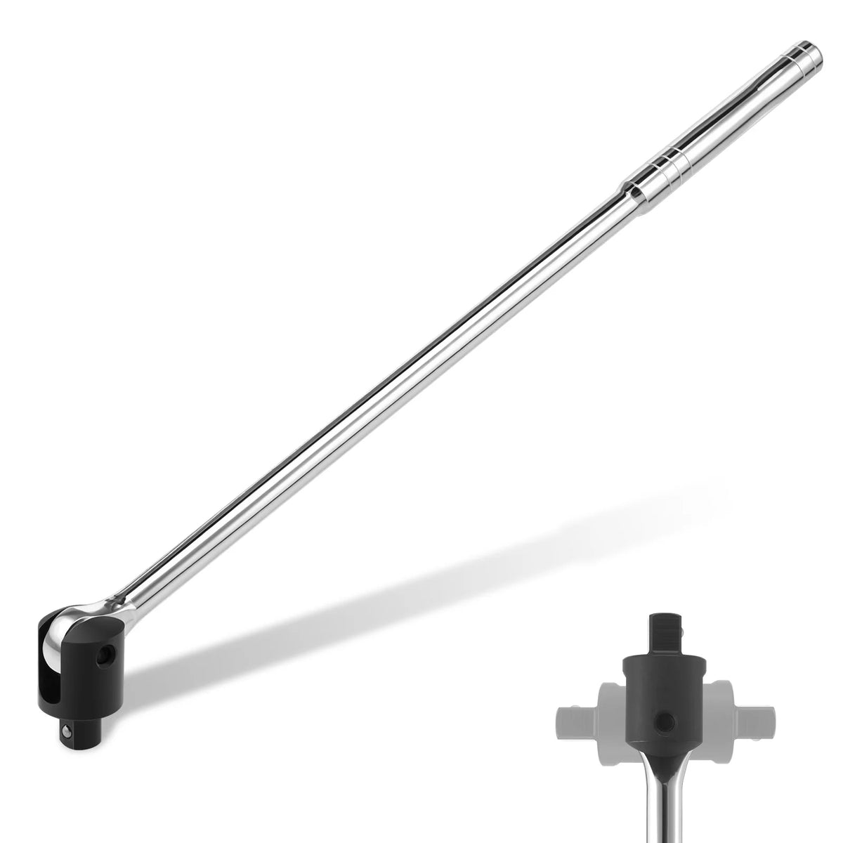 1/2" Drive Breaker Bar 19.3" Chrome Vanadium 240° Swivel Head Breaker Bar Wrench Richie's Silver about 49cm
