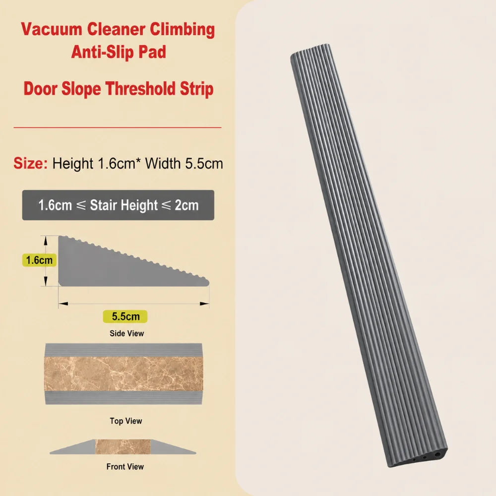 1M Silicone Threshold Ramp Strip for Robot Vacuums & Bikes Threshold Ramp Strip Richie's Grey H-1.6cm W-5.5cm