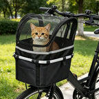 Pet Bike Basket Handlebar Carrier with Window – Dogs & Cats Pet Bicycle Basket Richie's