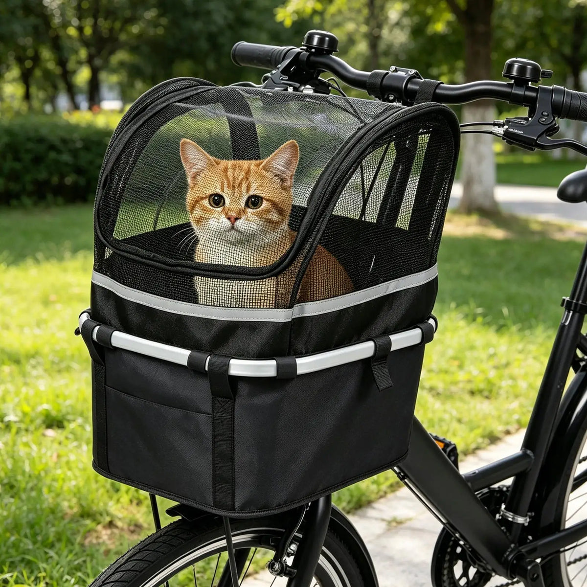 Pet Bike Basket Handlebar Carrier with Window – Dogs & Cats Pet Bicycle Basket Richie's