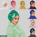 Pearl Beaded Turban Cap Women – Floral Chiffon Head Wrap Turban Head Wrap Richie's