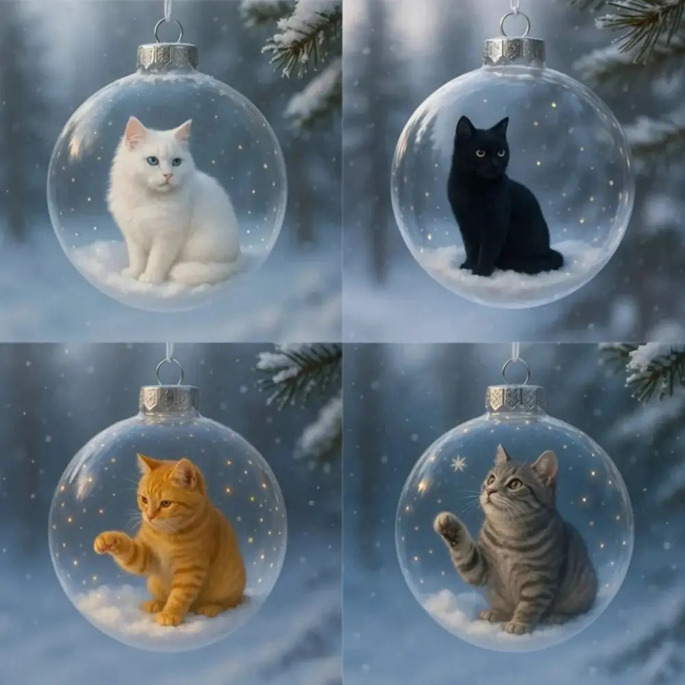 Cat Christmas Ball Ornament Acrylic Bauble DIY Pendant Christmas Ornament Richie's