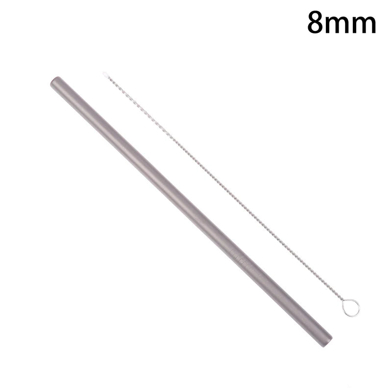 Pure Titanium Reusable Drinking Straws with Cleaning Brush Titanium Drinking Straws Richie's 8x215mm straight