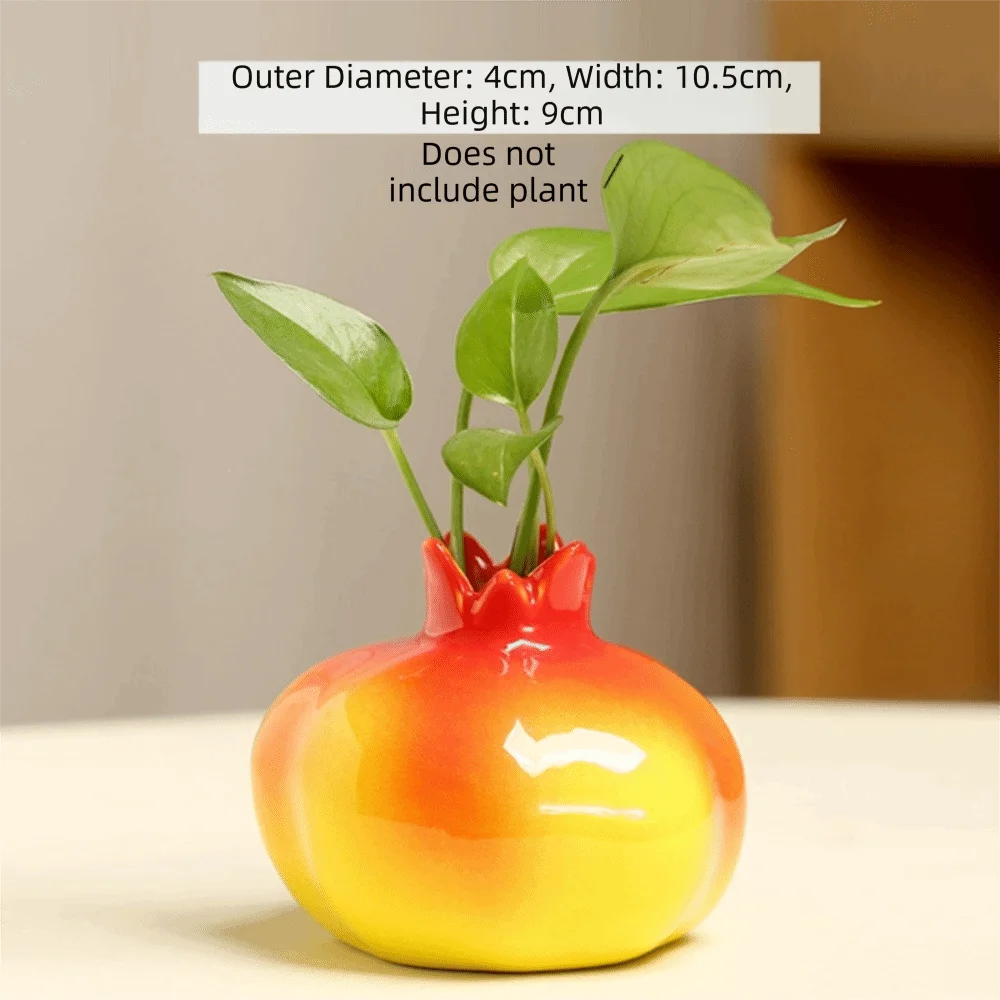 Handmade Ceramic Pomegranate Vase – Tabletop Flower Vase Ceramic Tabletop Vase Richie's Yellow-L