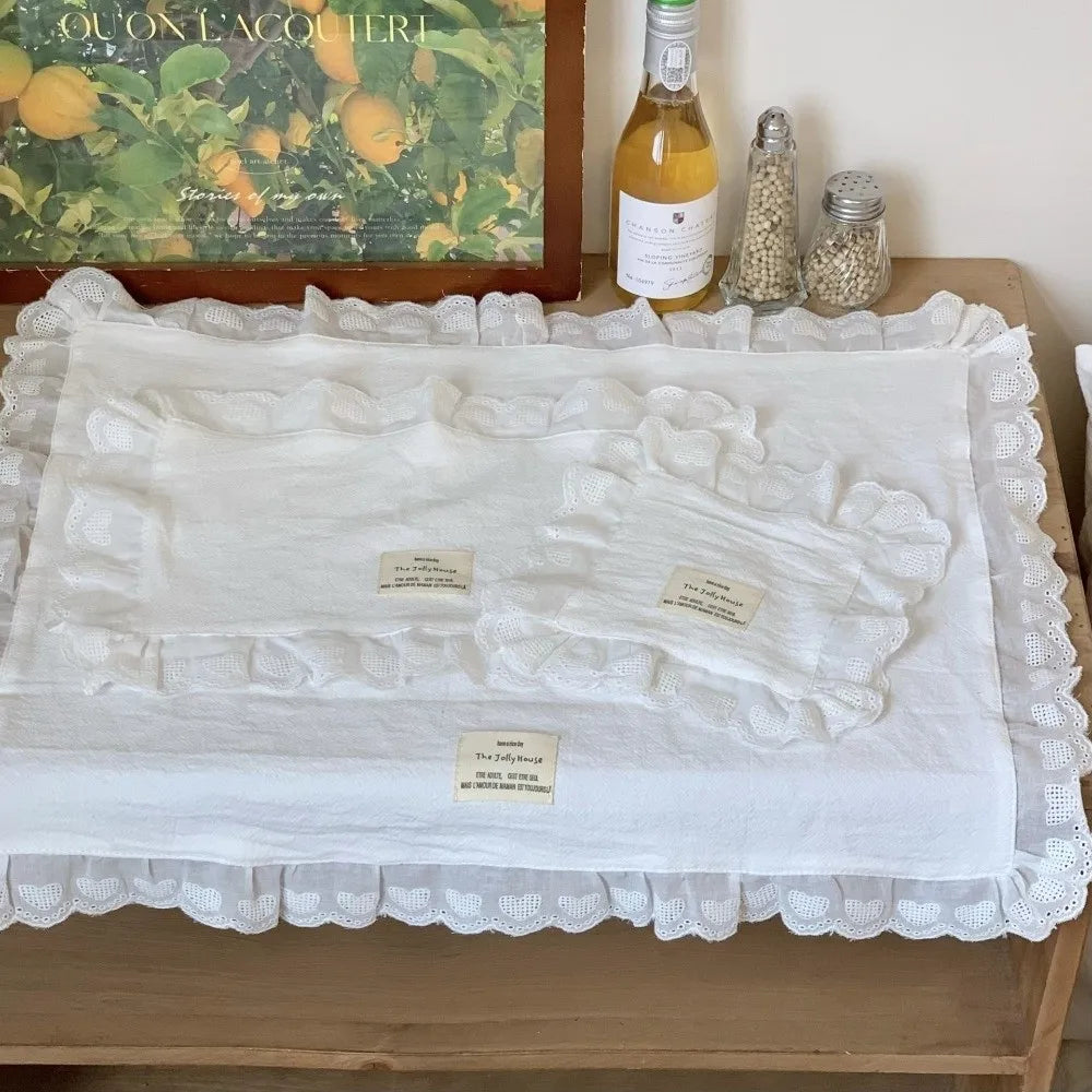 Lace Ruffle Placemat Cotton Fabric Flounced Edges Wedding Decor Lace Ruffle Placemat Richie's
