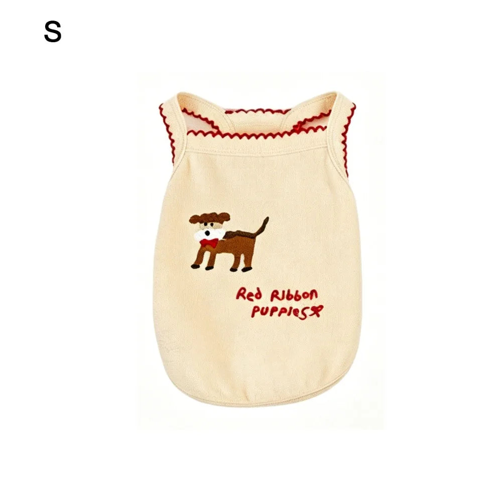 Cartoon Print Dog Vest – Breathable Pet Pullover S/M/L Pet Dog Vest Richie's Beige S