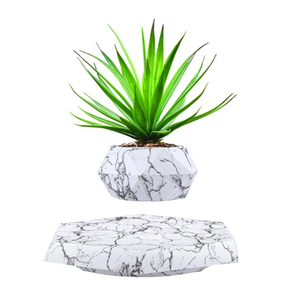 Magnetic Levitation Floating Bonsai Pot Geometric Desk Ornament Levitating Desk Ornament Richie's Marble Color