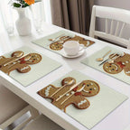 Christmas Gingerbread Man Placemats – Washable, Set of 1-2 Holiday Placemats Richie's