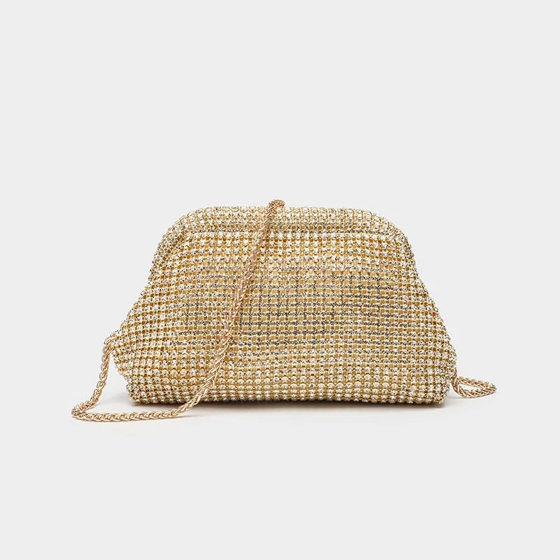 Luxury Rhinestone Cloud Clutch Bag – Glitter Evening Purse Evening Clutch Bag Richie's light gold