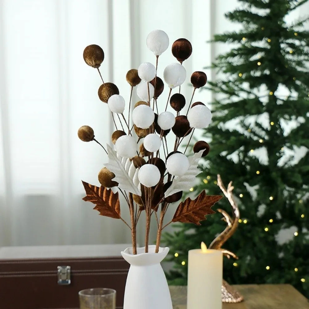 Velvet Christmas Ball Branches Multicolor DIY Xmas Centerpiece Christmas Decoration Richie's
