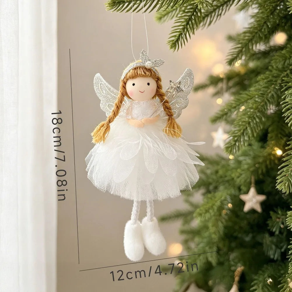 Plush Christmas Angel Ornament – Fluffy Wings Hanging Pendant Christmas Ornament Richie's Style-9