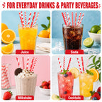 25pcs Red Patterned Biodegradable Paper Straws for Parties Disposable Paper Straws Richie's