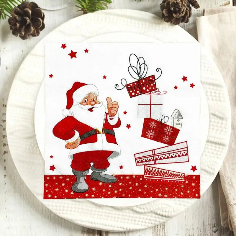 Christmas Disposable Napkins – Santa Print, 20/40/60 Pack Disposable Party Napkins Richie's
