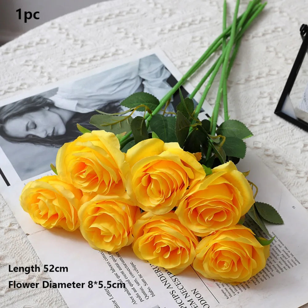 Silk Artificial Rose – 8 Colors for Party & Home Decor Artificial Silk Flowers Richie's Yellow