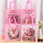 Pink Christmas Tote Bags with Handles | Santa & Elk 4/8 Pcs Christmas Gift Bags Richie's