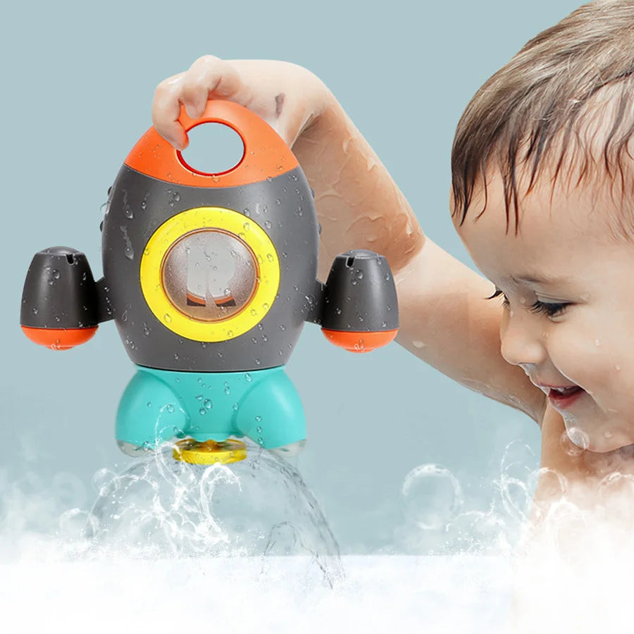 Rotating Rocket Spray Bath Toy Handheld Showerhead for Kids Kids Bath Toy Richie's GRAY