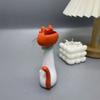 Boho Cat-Shaped Resin Vase – Kitty Figurine Shelf Desk Decor Decorative Resin Vase Richie's