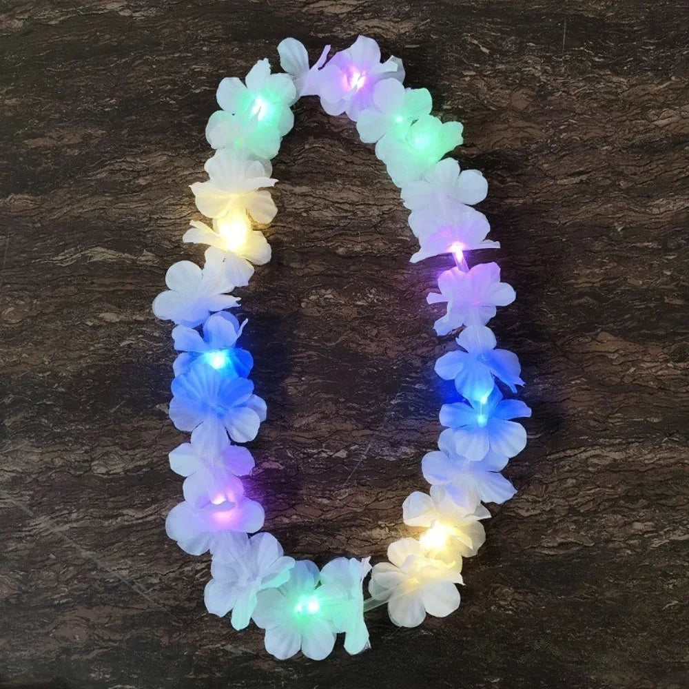 Bohemian Multicolor LED Hawaii Flower Lei Silk Petal Party Wreath Costume Accessory Richie's Multicolor 2