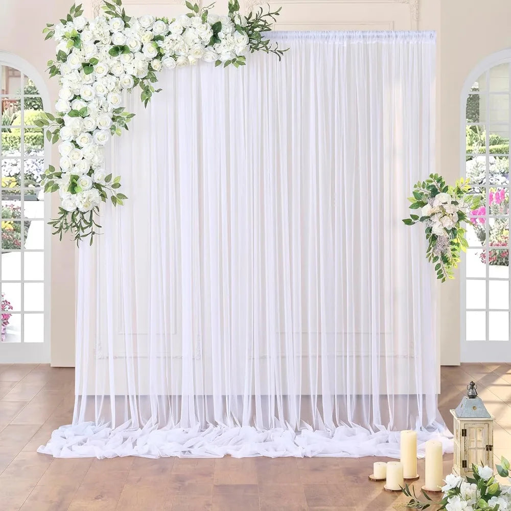 White Sheer Chiffon Backdrop – Wrinkle-Free Rod Pocket Drape Chiffon Backdrop Drape Richie's 200-300cm