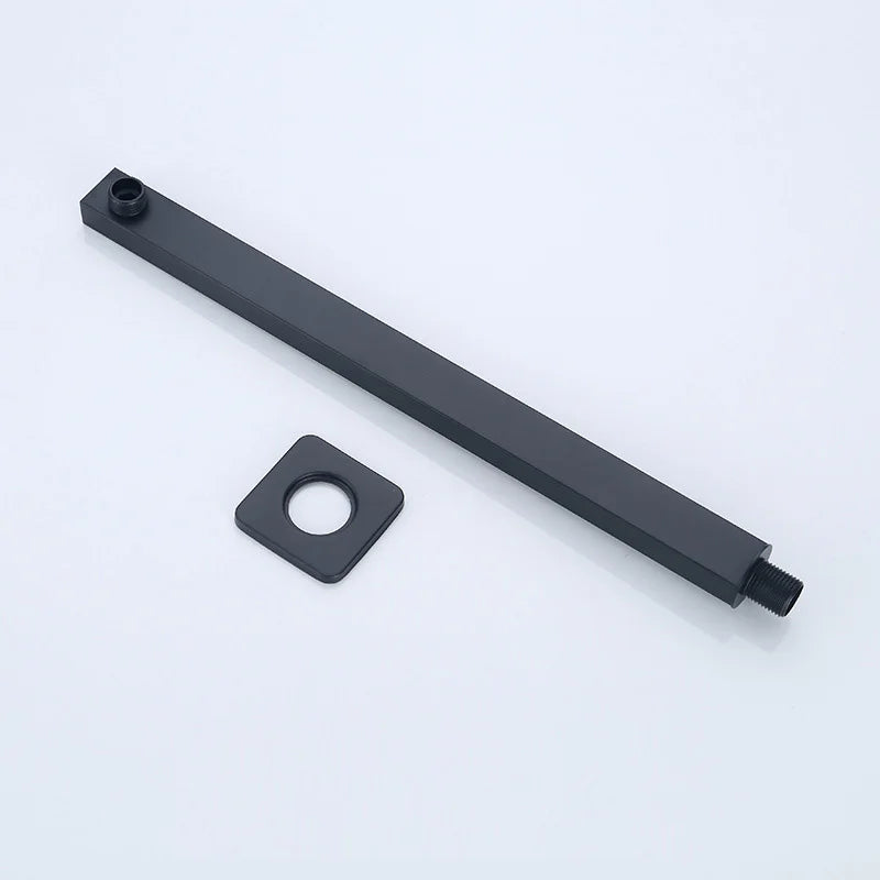 HOBHE Matte Black 38cm Concealed Wall-Mounted Shower Arm Shower Arm Richie's