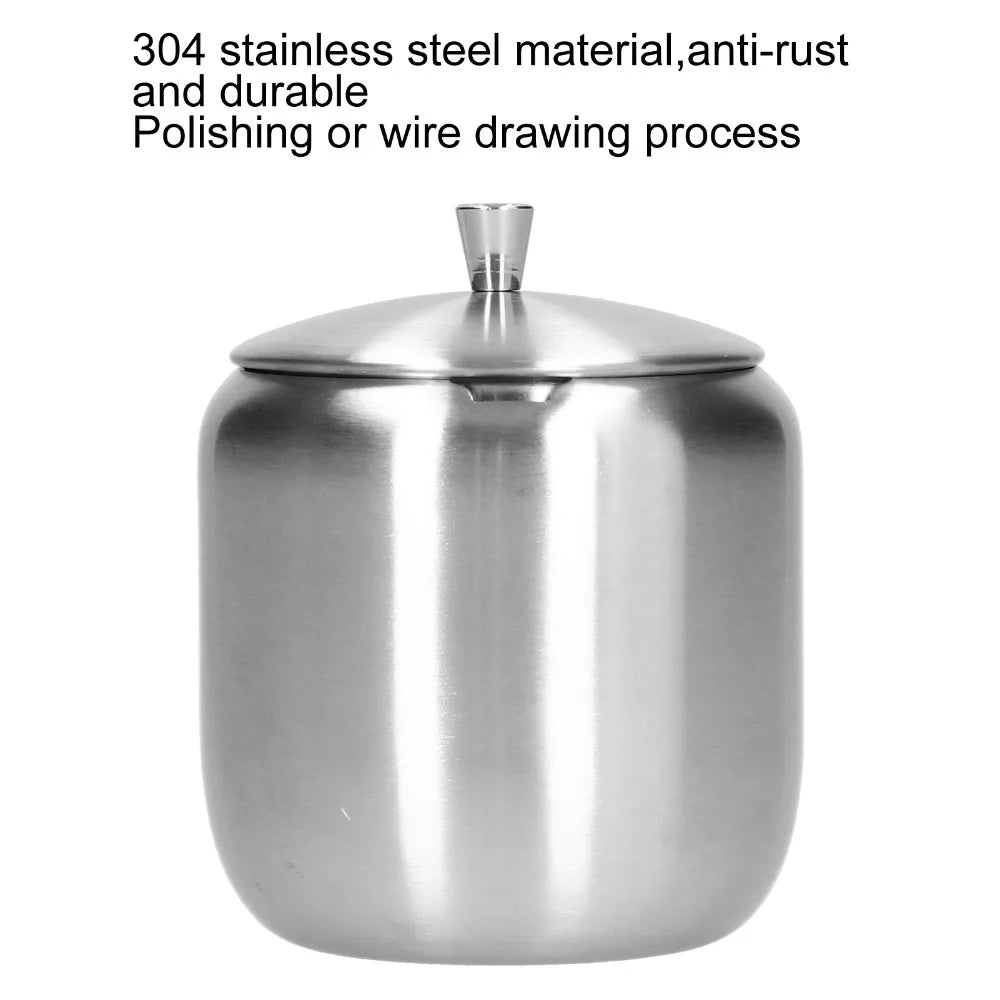 300ML Stainless Steel Sugar Bowl with Lid & Spoon | 304 Steel Sugar Bowl Container Richie's