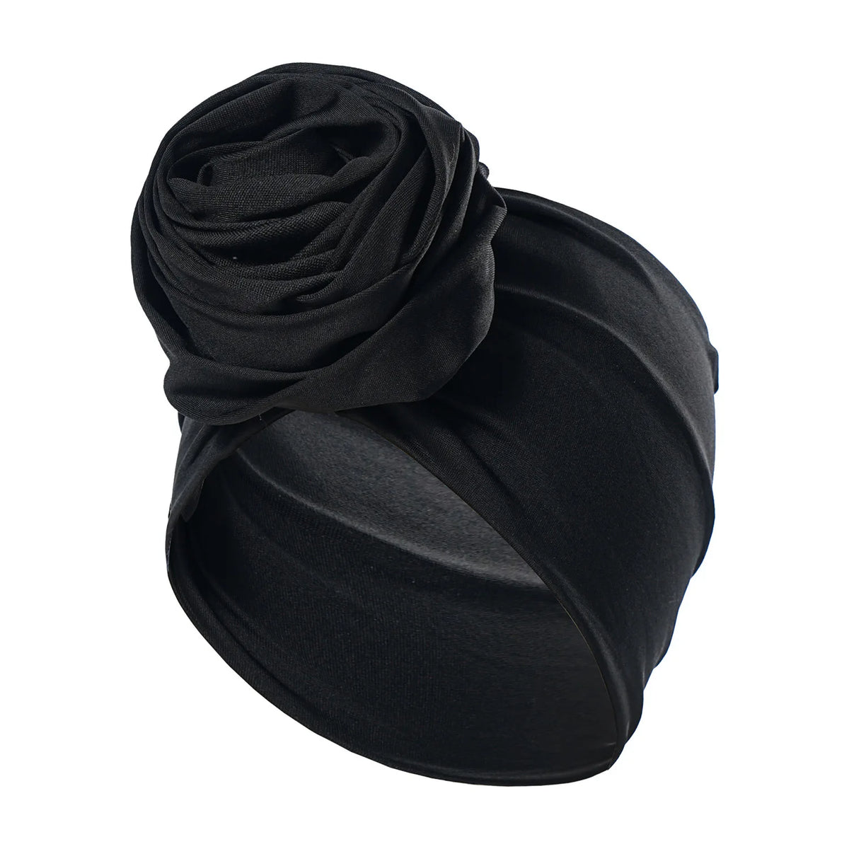 Women's Turban Head Wrap Hijab Cap with 3D Rose Flower Turban Head Wrap Richie's black