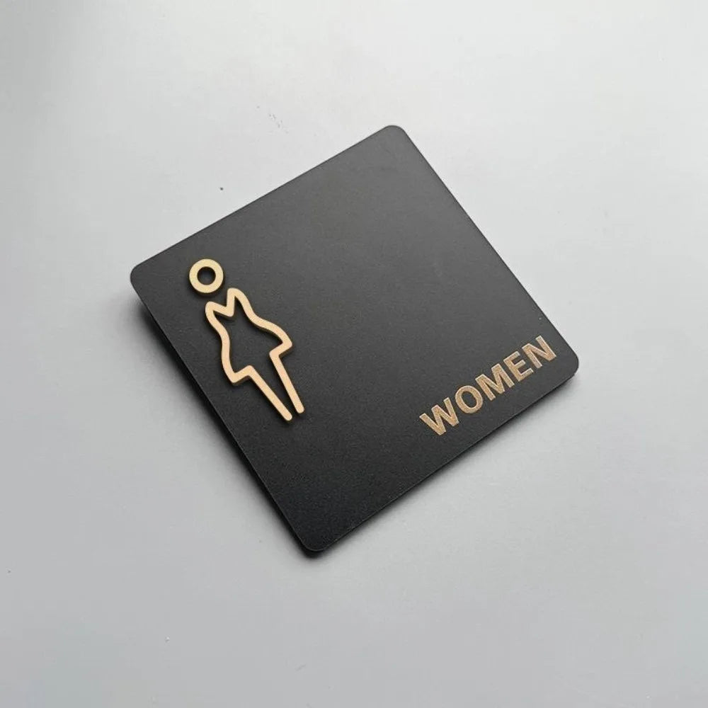 3D Acrylic Restroom Door Sign 15x15cm – Universal Bathroom Sign Door Sign Plate Richie's WOMEN