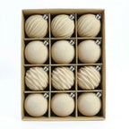 12Pcs Velvet Flocked Christmas Balls 6CM Tree Ornaments Christmas Tree Ornaments Richie's Blue 1.5cm