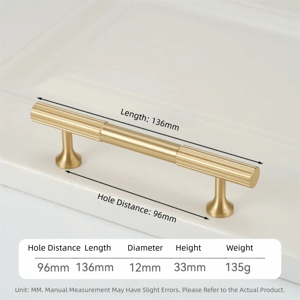 Solid Brass Cabinet Handles Vertical Fluting Drawer Pulls Cabinet Drawer Pulls Richie's Gold 96mm