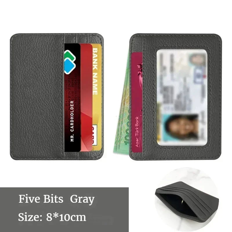 Ultra-Thin PU Leather Mini Wallet – 4-Slot Card Holder Slim Card Holder Wallet Richie's Gray
